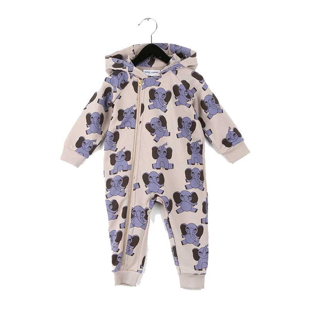 Mini Rodini hooded jumpsuit elephant AOP